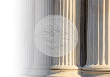 Photo: Marble Columns featuring federal seal.